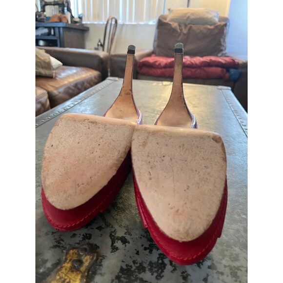 Sam Edleman Red Leather Open Toe High Heel Mary Jane’s in a Size 9 - Picture 6 of 7